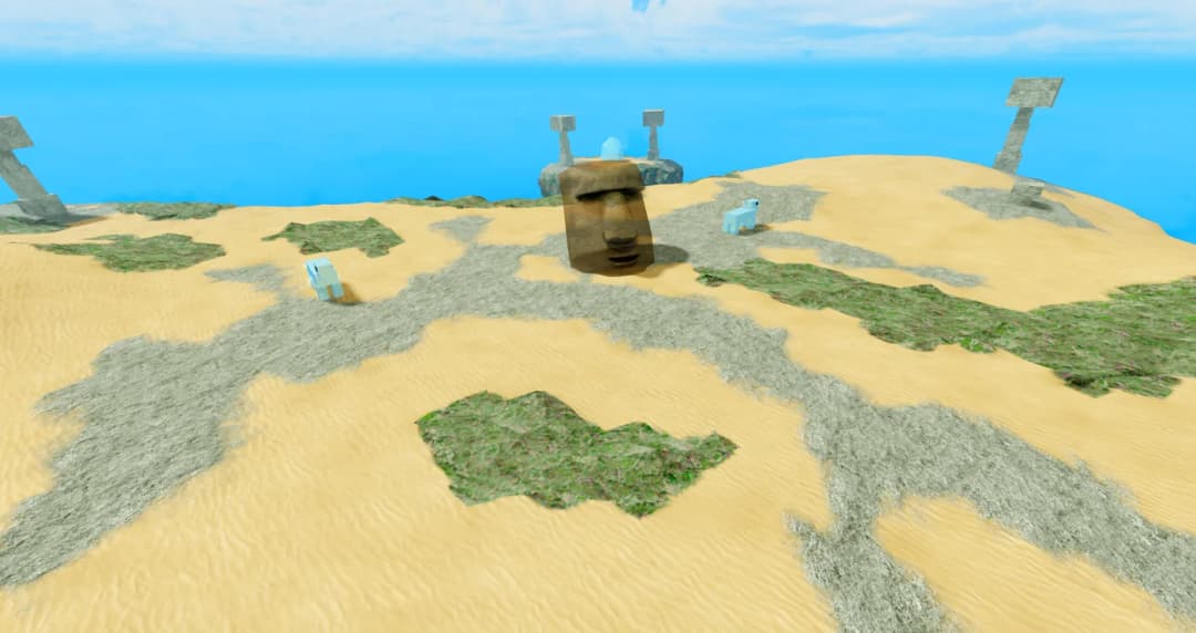 Crystal Island and its glowing crystals